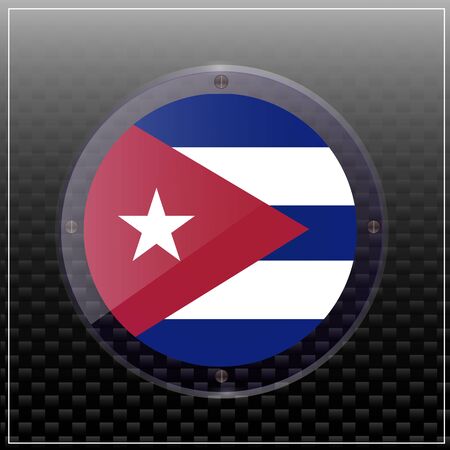Bright transparent button with flag of Cuba . Happy Cuba day button. Bright button with flag.の写真素材