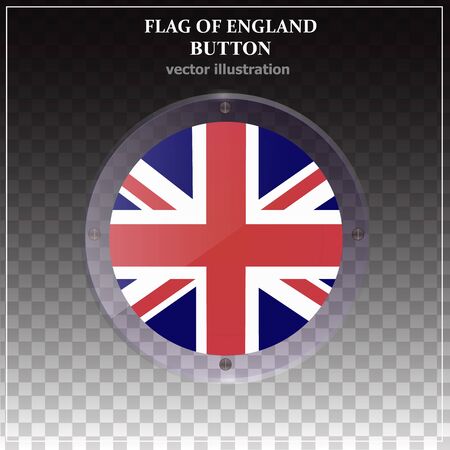Bright transparent button with flag of England. Bright illustration with flag. Happy England day banner. Illustration with transparent background. Vector.のイラスト素材