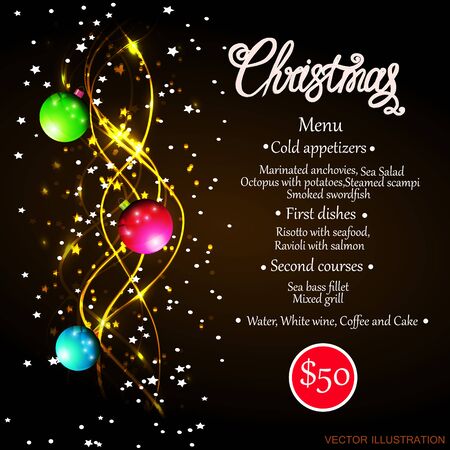 Blank Festive Menu. Advertising Banner for Christmas Menu.のイラスト素材