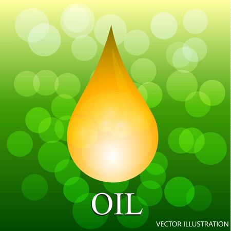 Oil drop on green backdrop. Icon of drop of oil or honey. Illustration.のイラスト素材
