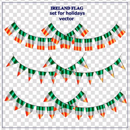 Bright set with flags of Ireland. Happy St. Patricks Day garlands. Bright illustration with irish flag.のイラスト素材