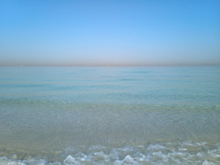 United Arab Emirates. Beautiful beach. Sea view. Sharjah beach. Morning at seaの写真素材