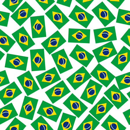 Seamless Pattern for holidays with flag of Brazil. Happy Brazil day background. Illustration with white background.のイラスト素材