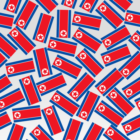 Pattern with flags of North Korea. Bright seamless pattern with flags of North Korea. Illustration.のイラスト素材