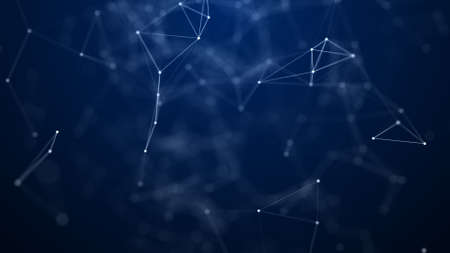 Technology network concept. Network connection structure. Abstract blue background with dots and...