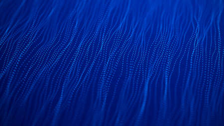 Abstract wave with connecting dots . Network connection structure. Technology background. 3D rendering.の写真素材