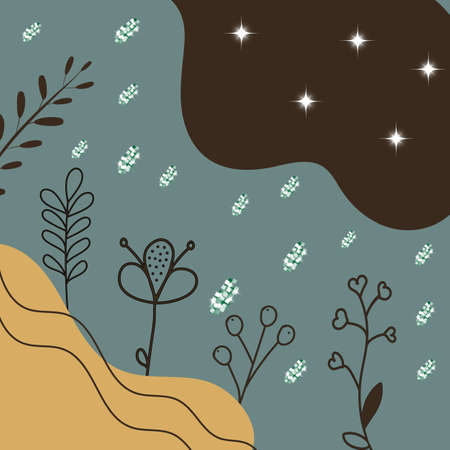 Botanical print boho minimalist printable wall art abstract home decor floral print bohemian art work, vectorのイラスト素材