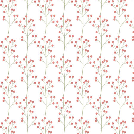 Seamless pattern with plants on the white background. Botanic ornament.