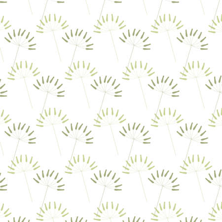Seamless pattern with plants, flowers, berry, green leaves on the white background. Botanic...