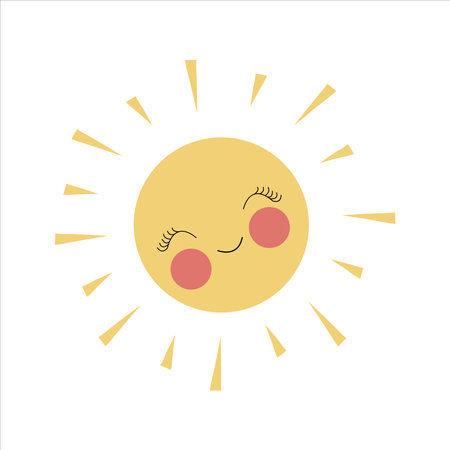 The sun with closed eyes, smiling. Cartoon Baby Vectorのイラスト素材