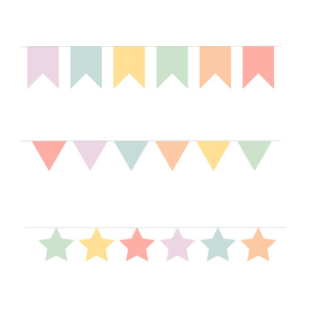 Vector party flags in pastel paletteのイラスト素材