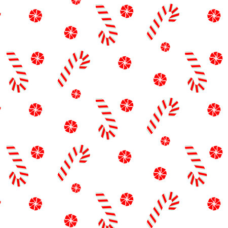 Candy cane and lollipop seamless christmas patternのイラスト素材