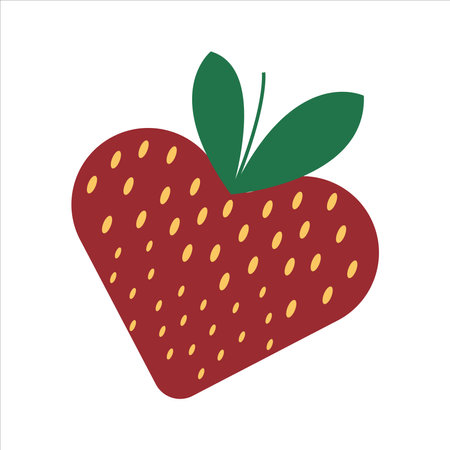 Vector illustration of heart shape strawberry on white background. Flatのイラスト素材