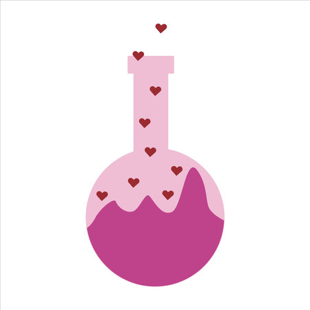 Vector hand drawn magic potion bottle. Vector decoration for print on t-shirt, postcard and poster for valentine day and halloween.のイラスト素材
