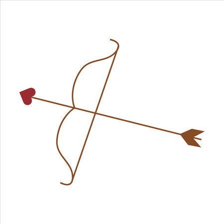 Magic cupid s bow with arrowwith hearts in black isolated on white background. Hand drawn vector...