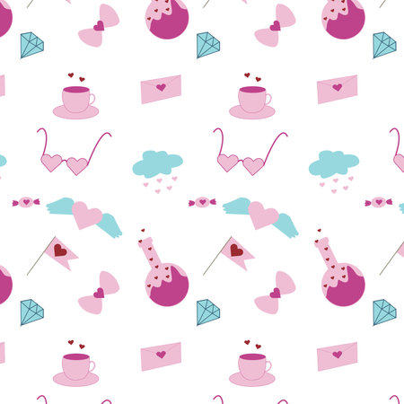 Template design for Valentine s day Seamless Pattern Vector Illustrationのイラスト素材