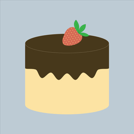 Cake with strawberry in chocolate, vectorのイラスト素材