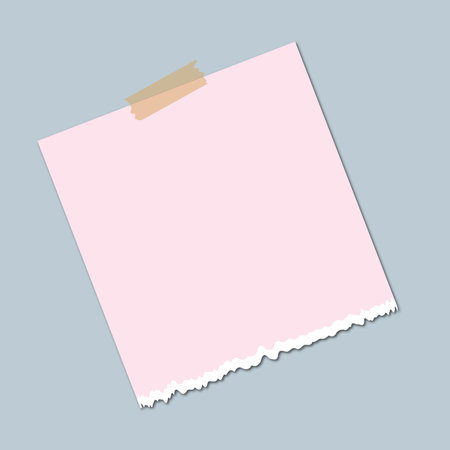Sticky note with adhesive tape on blue background. Vector illustration.のイラスト素材
