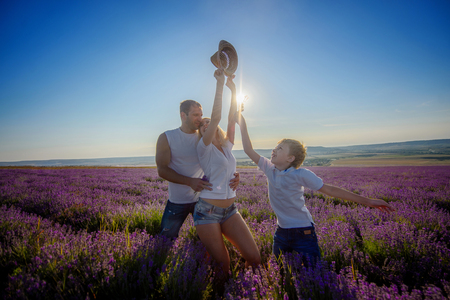 Family travel and rest. The joy of a friendly family.の写真素材