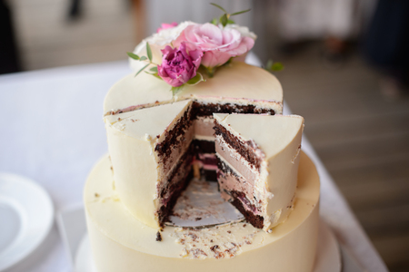 Wedding cake with flowers. Wedding Celebration