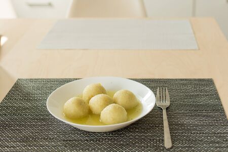 Potato balls with meat inside. Potato homemade dumpling.の写真素材