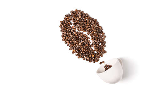 Creative idea of roasting coffee beans and cup. Coffee drink concept.の写真素材