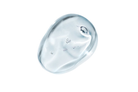 Serum gel swatch isolated on white background. Cosmetic transparent gel serum texture.の写真素材
