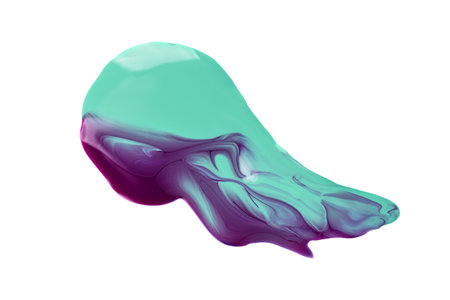 Turquoise and purple swatch of gel nail polish isolated on white background. Smear of nail polish for design.の写真素材