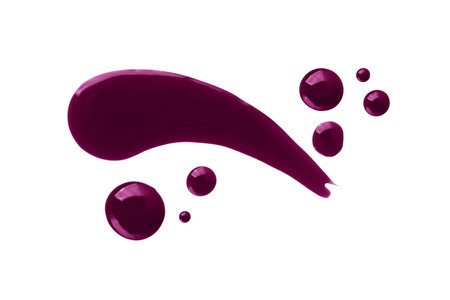 Burgundy swatch of gel nail polish or lipstick isolated on white background. Smear of nail polish for design.の写真素材