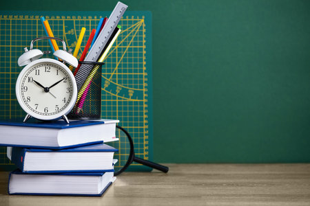 Back to school background. Creative composition with variety school supplies.の写真素材