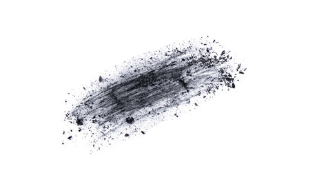 Charcoal powder dust isolated on white background. Black coal powder. Abstract scattered charcoal dust for design.の写真素材