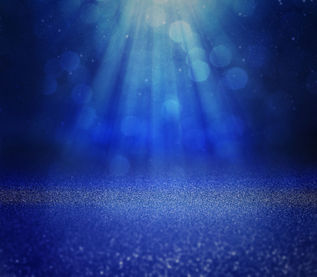 glitter vintage lights background. silver and blue. de-focusedの写真素材