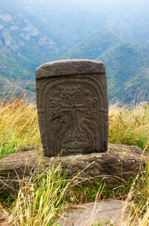 Ancient khachkar near the Surb Nshan church of the Oromair monastery (Khoromair) near the village of...