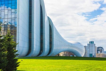 Baku, Azerbaijan, Novemver 07.2016: Close-up view of the Heydar Aliyev Center designed by architect...