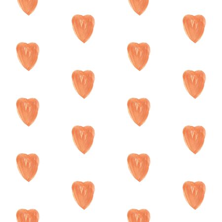 Watercolor heart shape seamless pattern. Hand drawn illustration of delicate pink colorの写真素材