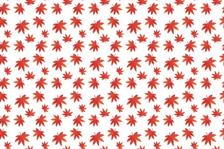 Seamless pattern with red autumn leaves of japanese maple on a white background. Watercolor hand-drawn illustration.の写真素材