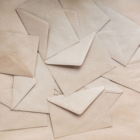 Kraft paper envelope on a kraft background. Perfect for invitations, card, message decorations