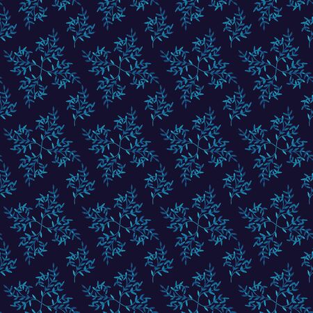 Watercolor ornamental seamless pattern with twig of turquoise color. Hand-drawn leaves pattern. Perfect for design, textile, wrapping paper, wallpaper, posters, cardsの写真素材