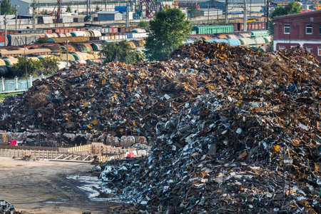Mountains of rusty debris. Metal waste. Environmental pollutionの写真素材