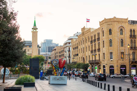 Beirut, Lebanon, August 08.2018: Downtown Beirut. View of the modern part of the city. Traffic,...