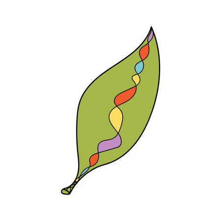 Multicolored ornamental leaf for a festive design. Vector hand-drawn illustration. Bright leaves with patterns for autumn, Halloween, Thanksgiving decorationのイラスト素材