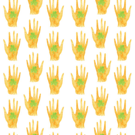 Palm with a clover seamless pattern.の写真素材