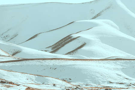 Beautiful panoramic view of snow capped mountains, Dagestan, Russia. Beautiful winter landscape....