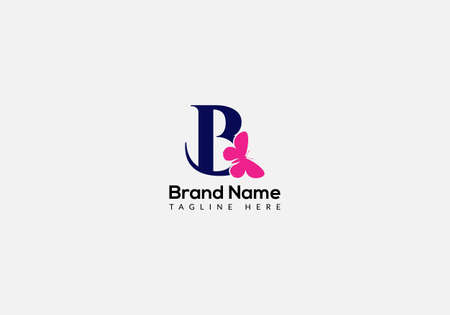 Abstract B letter modern initial butterfly lettermarks logo designのイラスト素材