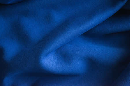 Close up photo of blue textile, sweatshirt fabric.の写真素材