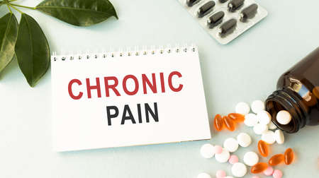 CHRONIC PAIN and Background of Medicaments Composition, mix therapy drugs doctor and selectfocusの写真素材