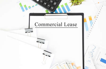 Paper with Commercial Lease on a tableの写真素材