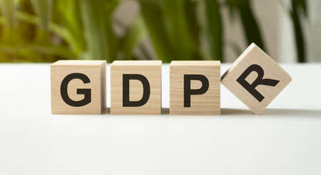 gdpr word written on wood block. gdpr text on table, concept.の写真素材