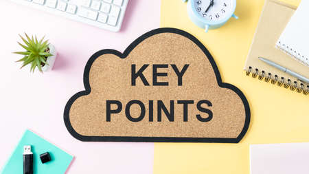 Pebble board on a bright background with the text: Key point. Business, technology, internet concept. Spare photoの写真素材