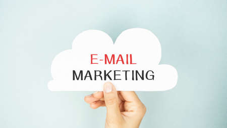 E-mail marketing  in business man handの写真素材